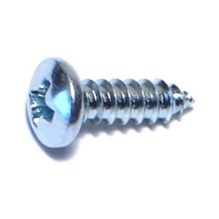 Midwest Fastener Sheet Metal Screw, #7 x 1/2 in, Zinc Plated Steel Pan Head Phillips Drive, 100 PK 03236